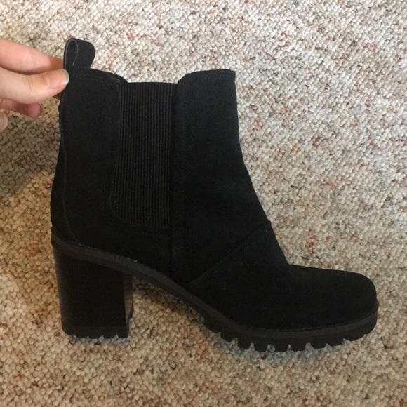 UGG Black Suede High Heel Pull-on Boots - Picture 4 of 16